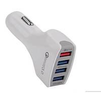USB Adaptör - Araç Çakmak - 5/9/12 Volt - Hızlı Şarj - 4 Port - Beyaz
