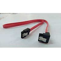 SATA Klipsli 90 Derece DATA Kablosu Krmz 50 cm