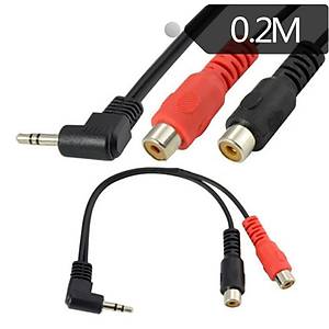 90 Derece 3.5 mm Stereo Erkek to 2 RCA Di�i Kablo - 20 cm