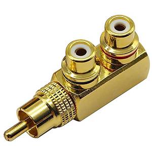 1 Erkek - 2 Di�i Gold 90 Derece RCA �oklay�c� (Tek)