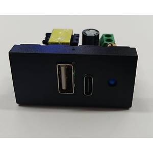 22.5x45 5 Volt 2 Amper USB+Type-C �kili �arj Mod�l� - Siyah