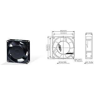 80x80x25 mm 110 Volt Metal Fan