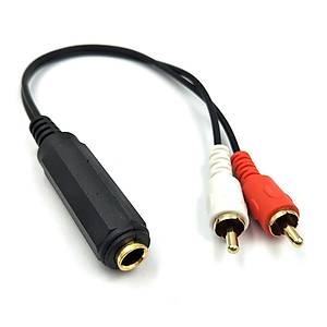 2 RCA Erkek - 6.3 mm Stereo Di�i �evirici Kablo - 20 cm