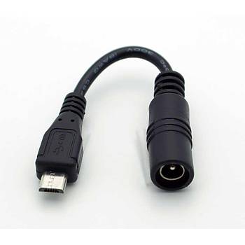 DC Çevirici - Kablolu - Micro USB Erkek - 5.5x2.5 mm Dişi