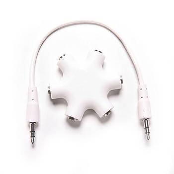 3.5 mm Stereo 5'li Splitter �oklay�c� Y�ld�z Aparat - Beyaz