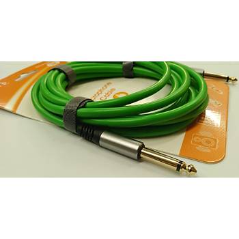 6.3 mm Kaliteli Mono Mikrofon / Enstr�man Kablosu 3 Metre - Ye�il