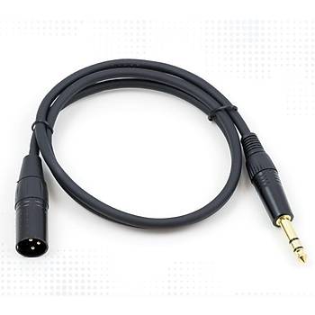 XLR Erkek to 6.3 mm TRS Stereo Kaliteli Siyah Kablo 3 Metre