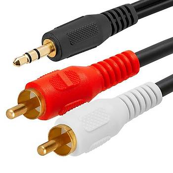 3.5 mm Stereo to 2x RCA AUX Ses Kablosu 1.5 Metre