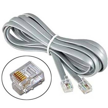 6'l Yass RJ12 Telefon Santral Kablosu Gri - 3 Metre