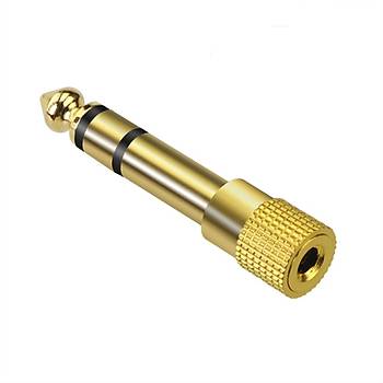 Stereo 6.3 mm Erkek - 3.5 mm Dii Gold evirici