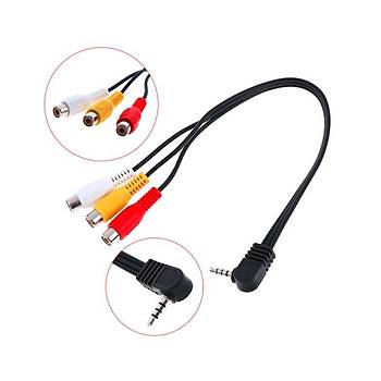 AV/RCA evirici - 90 Derece 3.5 mm AV Giri - 3 RCA k