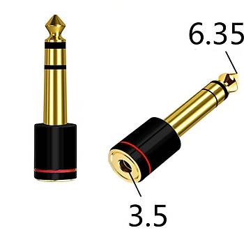 6.3 mm Stereo Erkek to 3.5 mm Dii Kaliteli evirici Siyah