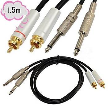 2x RCA to 2x 6.3 mm Mono Kaliteli Kablo 3 Metre