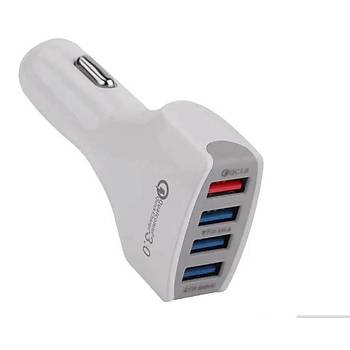 4 Port USB Ara akmak Hzl arj Adaptr 5/9/12 Volt Beyaz