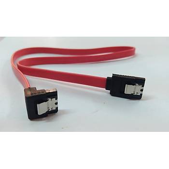 SATA Klipsli 90 Derece DATA Kablosu K�rm�z� 50 cm