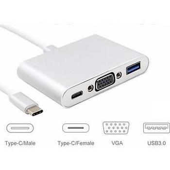 MYKABLO USB 3.1 Type-C Giri - VGA+USB3.0+Type-C evirici