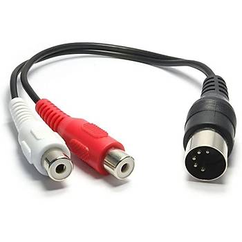 5 Pin Din Erkek to 2 RCA Dii evirici Kablo - 50 cm