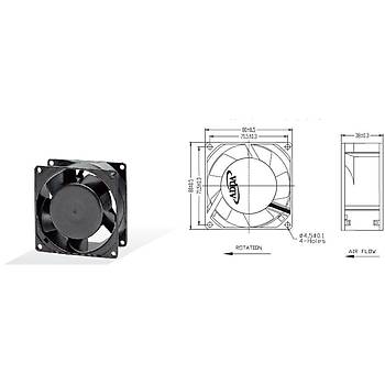 Marxlow 80x80x25 mm 220 Volt 0.08 Amper Metal Fan