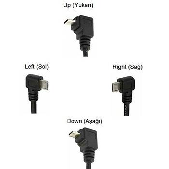 Micro USB 90 Derece Kablo 25 cm - Sol Al