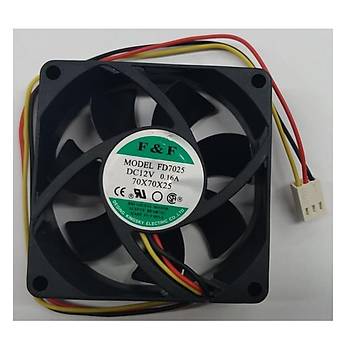 FD7025 70x70x25 mm 12 Volt 0.16 Amper 3 Pin Fan