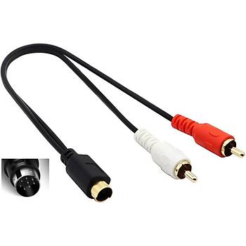 8 Pin Mini Din Erkek to 2 RCA Erkek Kablo 1.20 Metre