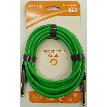 6.3 mm Kaliteli Mono Mikrofon / Enstr�man Kablosu 3 Metre - Ye�il