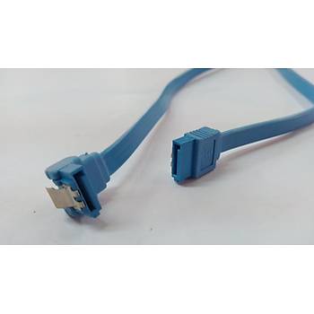 SATA Klipsli 90 Derece DATA Kablosu Mavi 50 cm