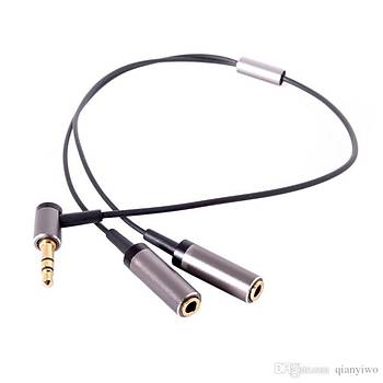 3.5 mm Stereo Kaliteli Kulaklk Mavi Kablo 90 Derece Ulu