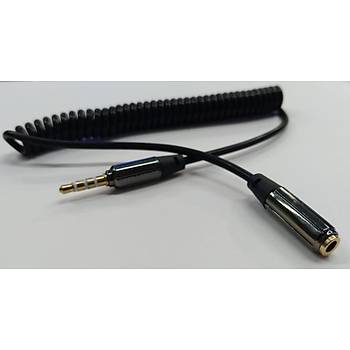 3.5 mm TRRS Stereo Kaliteli Helezon Uzatma Kablosu 1.3 Metre
