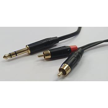 6.3 mm TRS Stereo Erkek to 2x RCA Erkek Kaliteli Kablo 5 Metre