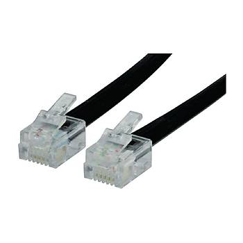 6'l Yass RJ12 Telefon Santral Kablosu Siyah - 15 Metre