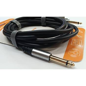 6.3 mm Kaliteli Mono Mikrofon / Enstrüman Kablosu 3 Metre - Siyah