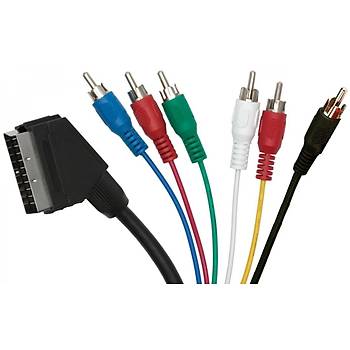 SCART to 6x RCA Kablo 1.5 Metre
