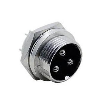 M16 ase Tipi Erkek Konnektr - 3 Pin
