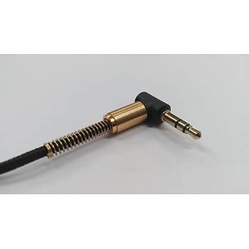 3.5 mm TRS Stereo Kulaklk oklayc 90 Derece Kablo - Sar