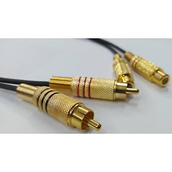 2x RCA Erkek - Dii Gold Kaliteli Uzatma Kablosu - 2 Metre