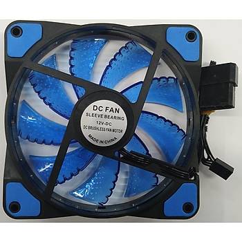 120x120x25 mm 12 Volt 3 Pin Mavi Ledli Fan