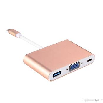 USB Type-C Giri - VGA k+USB 3.0+Type-C 3in1 evirici