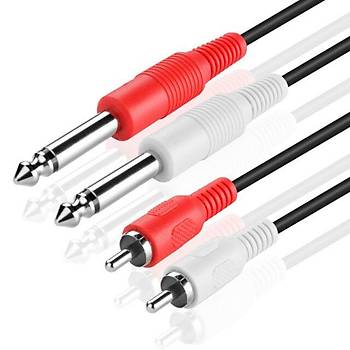 2x RCA to 2x 6.3 mm Mono Kablo 3 Metre