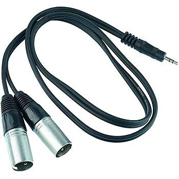 3.5 mm Stereo to Dual 3 Pin XLR Erkek Ses Kablosu 1.5 Metre