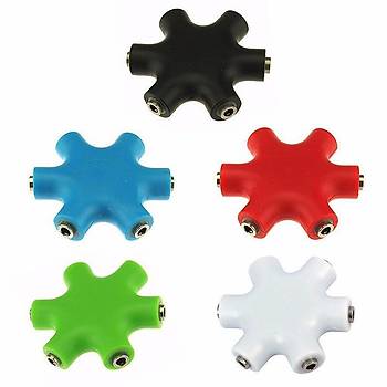3.5 mm Stereo 5'li Splitter �oklay�c� Y�ld�z Aparat - Beyaz