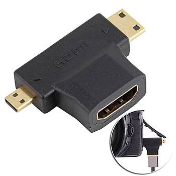 Micro / Mini HDMI Erkek to HDMI Dii kili evirici Aparat