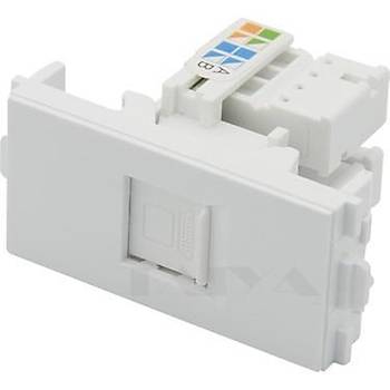 22.5x45 Cat. 6 RJ45 90 Derece Kapakl Keystone - 10 Adet