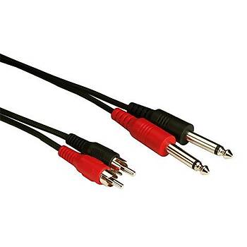 2x RCA to 2x 6.3 mm Mono Kablo 3 Metre
