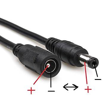 DC 5.5x2.1 mm + - Kutup Deitirici