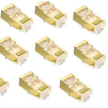 8P/8C Toprakl� Gold Cat. 6 RJ45 Ethernet Plug - 100 Adet