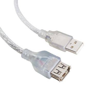 USB 2.0 Uzatma Kablosu - 5 Metre - Şeffaf