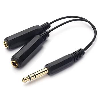 1x 6.3 mm Erkek to 2x 6.3 mm Dii Stereo oklayc