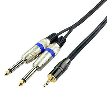 3.5 mm Stereo to 2x 6.3 mm Mono Kaliteli Kablo 2 Metre