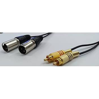 2x XLR Erkek to 2x RCA Gold Erkek Kablo 1.5 Metre